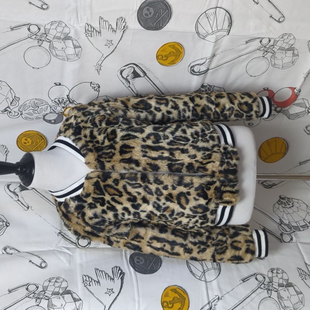 Leopard Faux Fur Bomber Jacket
